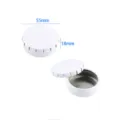 Round metal tin box with press lid, 55x18mm portable storage for pills, lip balm and small items. - Snap Box / 55*18mm / White