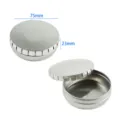 Round metal press tin box with push-open lid, silver brushed finish, portable storage jar. - Snap Box / 75*23mm / Silver