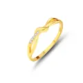 Gold S925 silver twist stacking ring, gold plated chic style variant with sparkling zirconia. - Size 6 / Cross Twist Arm Style (FDJZ-199) / Gold