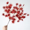 Ramo di Falsa Foglia d'Acero Autunno Decorazione Pianta Artificiale Casa 60cm Rosso - Rosso