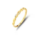 Gold twisted stackable S925 silver ring with sparkling zircon stones, elegant daily jewelry. - Size 6 / Twisted Stackable Style (FDJZ-201) / Gold