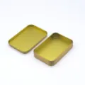 Goldene rechteckige matte Blechdose Mini Metall Aufbewahrungsbehaelter fuer Schmuck. - Flacher Deckel / Gold