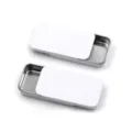 Boite en metal coulissante vide push pull petit conteneur de stockage pour baume solide. - 60x34x10mm / Blanc Brillant