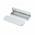 Portable metal tin storage box with flip cover, ideal for stationery, cosmetics and small items. - 176*56*18mm / Silver