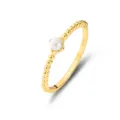 Gold S925 silver beaded pearl ring minimalist stackable dainty finger ring jewelry - Size 6 / Luxury Beaded Row Style (FDJZ-206) / Gold