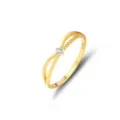 Gold S925 sterling silver crossover CZ ring dainty stacking ring minimalist jewelry - Size 6 / Double Layer Cross Style (FDJZ-202) / Gold