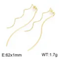 Boucles d'oreilles longues ondulées en acier inoxydable doré élégantes femmes bijoux - 62x1mm / Or