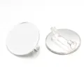 Base de alfiler de bandeja en blanco de broche redonda plateada para joyería de bricolaje - 10 Unids/Paquete (Interior 30mm) / Plateado