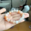 Minimalist multi-color round beaded bracelet for women, elegant daily fashion jewelry accessory. - White Jade Orange