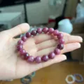 Exquisite purple gemstone beaded bracelet for women, elegant minimalist style fashion jewelry. - Dark Rose Red