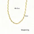 Collana a catena a onde in acciaio inossidabile dorato, 40+5 cm e 2 mm di larghezza - Collana / Oro