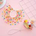 Ensemble de costume d'anniversaire pour animal avec bavette en tulle et chapeau pompon. - XS / Ensemble Chapeau d'Anniversaire à Pois Colorés