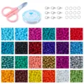 Kit de perles de rocailles DIY avec 24 couleurs vibrantes, fil élastique et accessoires. - 24 Grilles Perles Peintes + Accessoires (2mm)