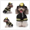 Joli costume de pompier pour animal de compagnie, tenue cosplay drôle pour petit chien. - SDZ106 noir