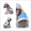 Joli costume de chien ensemble chapeau argenté gilet bleu vêtements drôles pour chiot petite taille - SDZ107 argent