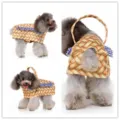 Funny woven basket dog costume cute pet puppy clothes for teddy puppy party photo funny outfit - S / SDZ105 Yellow