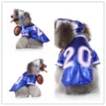 Mignon costume de maillot de football pour animal de compagnie bleu avec capuche. - SDZ102 bleu
