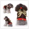 Costume de chien de Noël en polaire marron avec ailes dorées et cloches pour petits animaux. - SDZ96 café