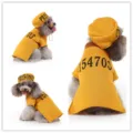 Funny dog prisoner costume yellow pet clothes cute puppy outfit for small dogs teddy - S / SDZ95 Yellow