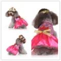 Jolie robe de princesse rose et costume de couronne dorée pour petits chiens, tenue de fête. - SDZ92 Rose