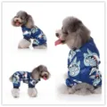 Pyjama mignon pour chien avec imprimé requin bleu, vêtement confortable pour chiot à quatre pattes. - SDZ81 Bleu