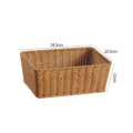 Geweven opbergmand rechthoekige rattan fruitmand supermarkt display organisator bakje - 34.5*25.5*13CM / Lichtkoffie