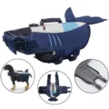 Dog life jacket cute shark buoyancy vest summer outdoor water safety pet swimwear for swimming pool - S / Blue Shark