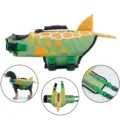 Grüne Hunde-Rettungsweste mit Flossendesign, verstellbaren Gurten und Griff für das Schwimmen. - Gefleckter Grüner Flossen Stil