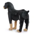 Black dog rear leg rehabilitation knee support brace, adjustable pet post-surgery protection wrap. - Black With Support and Reflective Strips