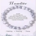 Natürlicher Howlith Perlenarmband 8mm Weiß Edelstein Energie Heilung Elastischer Schmuck - Synthetischer weißer Türkis mit schwarzen Linien