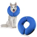 Inflatable dog recovery collar soft pet cone e-collar for cats and dogs adjustable neck protector - S / Blue Velcro