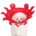 Cute red crab plush pet recovery collar soft Elizabethan collar for dogs and cats anti-bite - S / Crab (YLSB01)