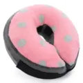 Pink polka dot plush pet recovery collar, soft Elizabethan cone for cat and dog safety care. - Pink Grey Dot