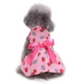 Cute pink pet dog dress with strawberry print and bright bow, sweet summer clothes for small dogs. - XDZ231 Strawberry