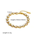 Stainless steel heart cubic zirconia tennis bracelet with adjustable extension chain. - TB5284-WT