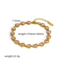 Exquisite 18k gold plated stainless steel pink crystal heart charm bracelet for women. - TB5284-PK