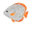 Crystal Rhinestone Tropical Fish Brooch Pin Fashion Alloy Animal Jewelry Accessories - Silver Angelfish Style (C2746-37)