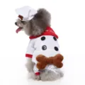 Costume de chef pour chien de compagnie amusant avec chapeau et os mignon vêtement de fête - Style Chef Blanc
