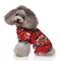 Jolis vêtements de Noël pour chien costume en peluche rouge avec joli motif de Père Noël - Style Couronne de Noël