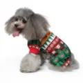 Joli pull de Noël pour chien, vêtement d'hiver festif rouge et vert pour petit animal de compagnie. - Style Cadeau Flocon