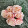 Artificial Pink Rose Bouquet Fake Flowers Silk Roses for Wedding Arch Home Decor - Pink Edge
