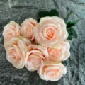Artificial champagne rose bouquet, 7 forks silk flower for home wedding decoration and party. - Pink Champagne