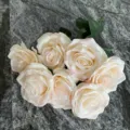 Artificial rose bouquet 7 forks fake flowers for wedding home decor silk flower arrangement - Light Pink