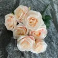 Artificial rose bouquet silk flowers for wedding home decoration peach pink 7 forks - Flesh Pink