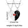 Magnetic couple matching heart necklace black and white pendant valentine gift jewelry - Magnetic Style