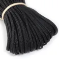 Detailed view of the black 5-strand flat PU leather braided rope, ideal for DIY crafts and accessories. - 5 Yards/Pack / Black