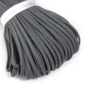 Grey 5-strand flat braided PU leather rope cord for garment accessories, belt, and DIY crafts. - 5 Yards/Pack / Gray