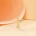 Gold-plated alloy letter T initial pendant necklace, elegant fashion variant piece. - Letter T