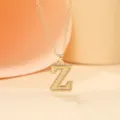Gold-plated letter Z pendant necklace, stylish initial chain jewelry for women daily wear. - Letter Z