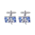 Men's silver-tone square cufflinks with sparkling blue crystals and pave cubic zirconia stones. - Serpentine Style (B1323)